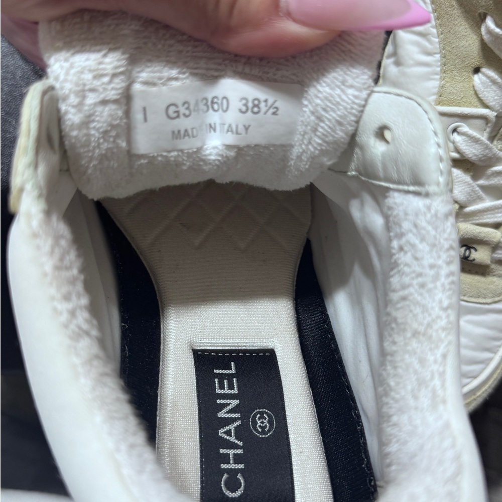Authentic CHANEL White and Cream Sneakers - Picture 3 of 9